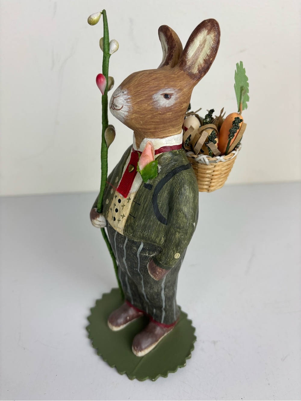 Hallmark Heirloom Bunny by Crista Couch-Dapper Rabbit w basket-8”